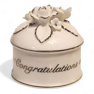 25th Silver Anniversary Trinket Jewelry Box, George Good, 1982, Bone China 2"w